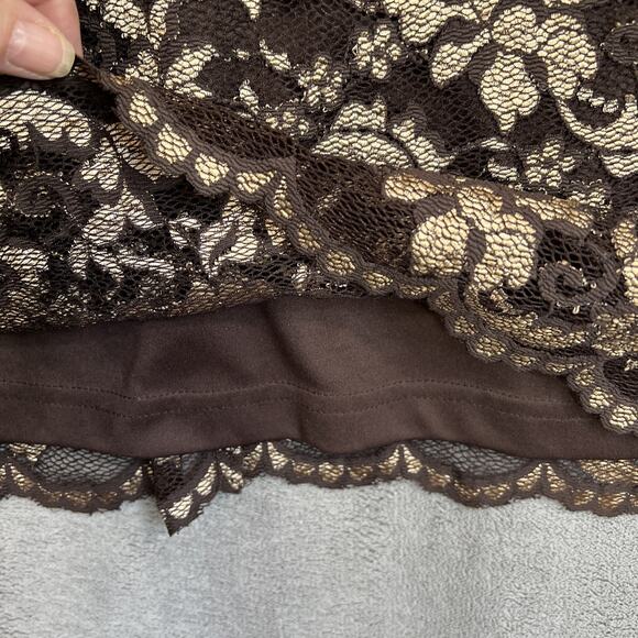 Hugo Buscati Mini Dress Medium Brown Lace Dark Fairy Babydoll Goth Y2K Vtg USA - Picture 4 of 11